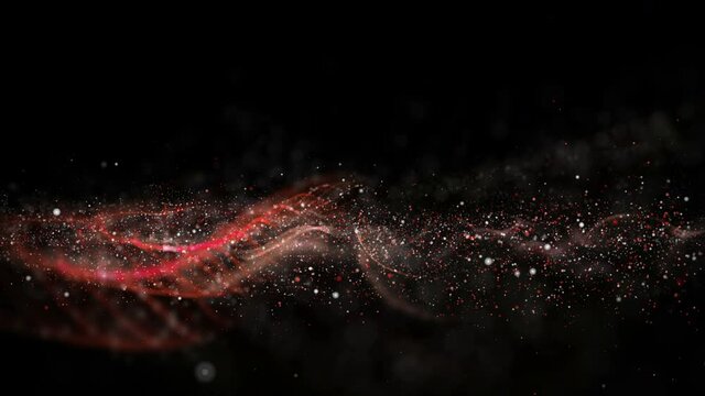 Futuristic animation with wave object and glitter particles in slow motion, 4096x2304 loop 4K