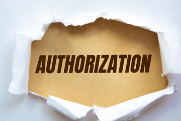 Authorization word written under torn paper.