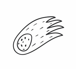 Meteorite vector linear illustration in doodle style.