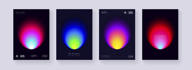 Set of Abstract Minimal Posters with Vibrant Gradient Shapes. Modern Trendy fluid colorful cover vector design.