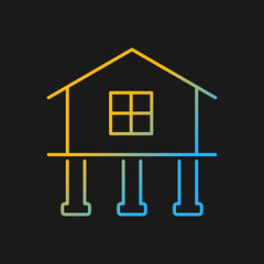 Strength and stability gradient vector icon for dark theme. Buildings construction. Secure foundation with piles. Thin line color symbol. Modern style pictogram. Vector isolated outline drawing