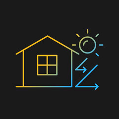Heat insulation gradient vector icon for dark theme. House isolation. Thermal insulation. Energy-efficient home. Thin line color symbol. Modern style pictogram. Vector isolated outline drawing