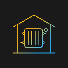 Required heating gradient vector icon for dark theme. Delivering warm air to rooms. Heat source in habitable spaces. Thin line color symbol. Modern style pictogram. Vector isolated outline drawing