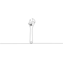 Continuous line drawing of wrench, object one line, single line art, vector illustration