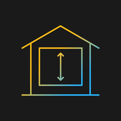 Minimum ceiling heights gradient vector icon for dark theme. Standards for habitable rooms. Residential dwelling. Thin line color symbol. Modern style pictogram. Vector isolated outline drawing