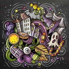 Obraz na płótnie Canvas Happy Halloween cartoon vector illustration.