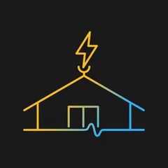 Foto op Canvas Lightning rod gradient vector icon for dark theme. Protecting buildings from lightning strike damage. Prevent fire risk. Thin line color symbol. Modern style pictogram. Vector isolated outline drawing © bsd studio
