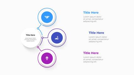 Flow chart infographic slide. Concept of business project visualization with 3 options. Infochart design template