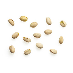 Clean isolated scattering of pistachio on white background