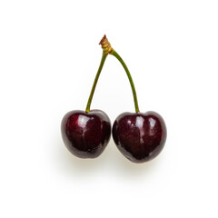 Appetizing cherry branch on a white background
