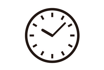 シンプルな白黒の時計のアイコン