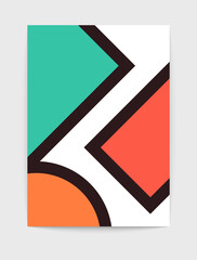 Abstract minimal geometric poster. Geometric cover primitive shapes swiss style, flat simple design. Vector illustration