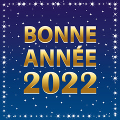 Bonne année 2022. Carte de vœux bleu et or. Illustration vectorielle.