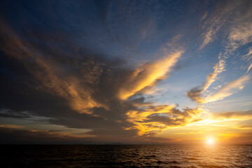 The clouds on the sky in twilight into the dark night.