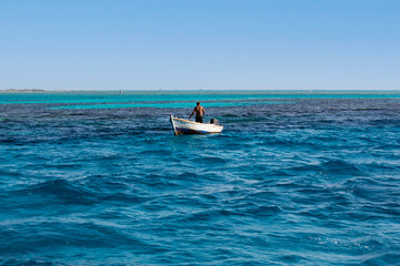 Fisherman's boat in the Red Sea, Hurghada, Egypt
