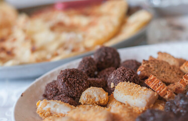 Traditional moroccan chocolate chip cookies on plate