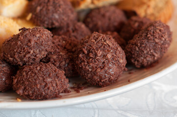 Traditional moroccan chocolate chip cookies on plate
