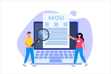 memorandum of understanding MOU. Vector illustration.