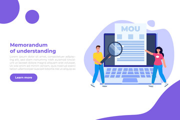 memorandum of understanding MOU. Vector illustration.