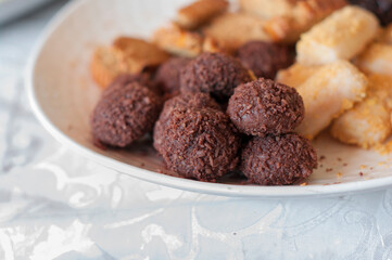 Traditional moroccan chocolate chip cookies on plate