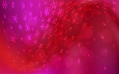 Light Red vector layout with bright snowflakes.