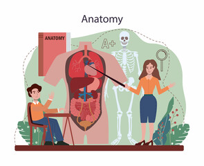 Biology concept. Students exploring nature and living organism