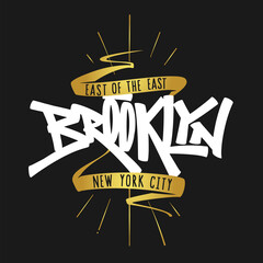 Brooklyn Mew York lettering typography, t-shirt graphics. - obrazy, fototapety, plakaty