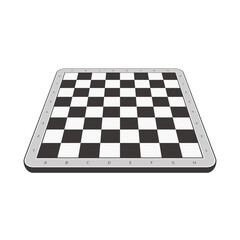 Isometric Wooden chess board with numbers and letters. Checkered black chessboard in flat style. Vector illustration. EPS 10.