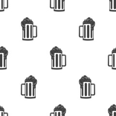 Beer seamless background. Glass with Beer or ale simple texture. Alcoholic beverage festival concept. Glass of booze in flat style. Vector illustration. EPS 10.