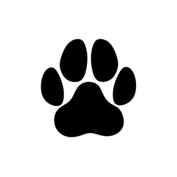 Paw print animal dog cat design element icon sign isolated on white.	
