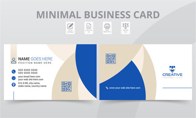 Double sided landscape creative business card layout print templates. Modern clean personal use visiting cards or name cards horizontal design.