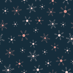 Vector playful snowflake seamless pattern background perfect for Christmas fabric, apparel, gift wrap, scrapbooking, wallpaper, web and graphic projects.