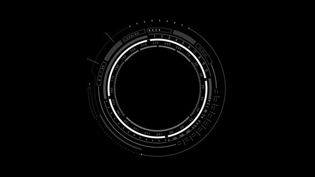 Looping HUD technological Circle elements with digital infographic.Technological abstract 2D shape animation.Texture Template.