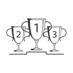 Winners Cup set. Gold, silver and bronze winners cup in flat style. Collection of Champions Cups isolated on white background. Award or Winners Prize concept. Vector illustration EPS 10.