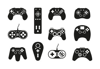 Game controllers icon. Smart system digital joystick for video games garish vector black symbols collection © ONYXprj