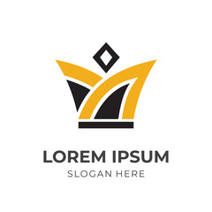 simple crown logo design template concept vector with flat yellow and black color style