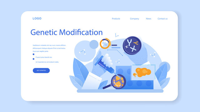 Geneticist web banner or landing page. Medicine and science technology