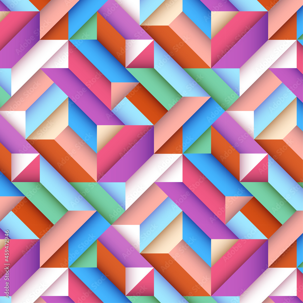 Poster background pattern with colorful geomatric shapes and shadow, vector eps10