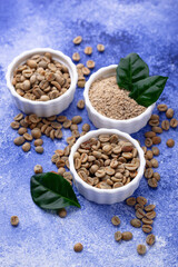 Fresh organic green coffee beans.