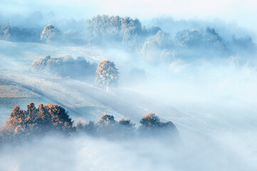 Fototapeta Jesień, mglisty krajobraz obraz