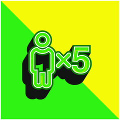 5 Persons Symbol Green and yellow modern 3d vector icon logo