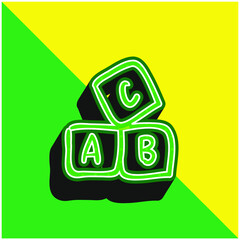 ABC Educational Hand Drawn Cubes Green and yellow modern 3d vector icon logo