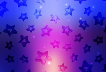 Light Blue, Red vector backdrop with small and big stars.