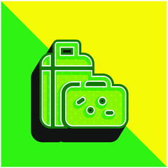 Baggage Green and yellow modern 3d vector icon logo