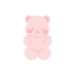 Pink gummy bear with white background