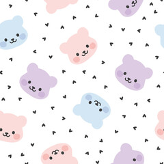 Seamless pattern with colorful teddy bear heads