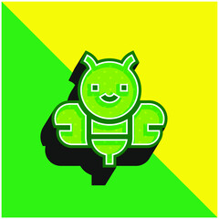 Bee Green and yellow modern 3d vector icon logo