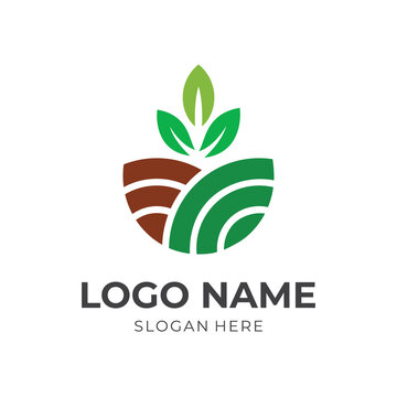 simple farm logo design template concept vector with flat color style