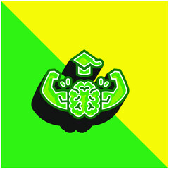 Brain Green and yellow modern 3d vector icon logo