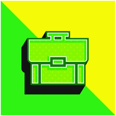 Briefcase Green and yellow modern 3d vector icon logo